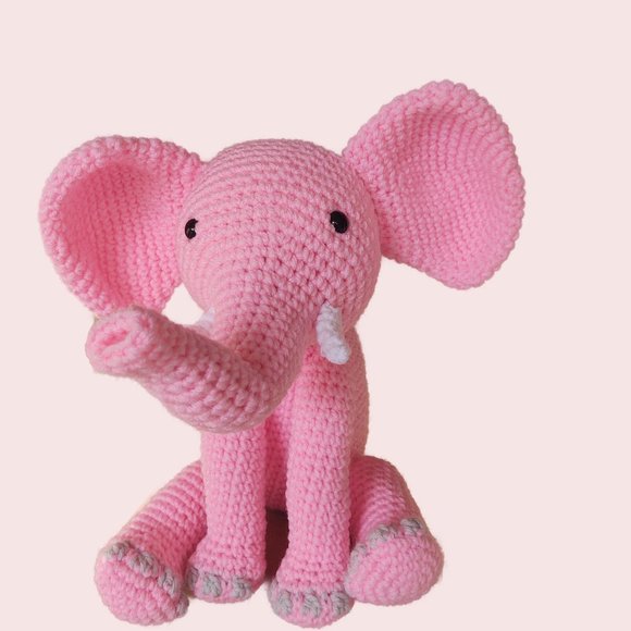 Hand Crochet Stuffed Baby Elephant, made by me - Picture 7 of 7